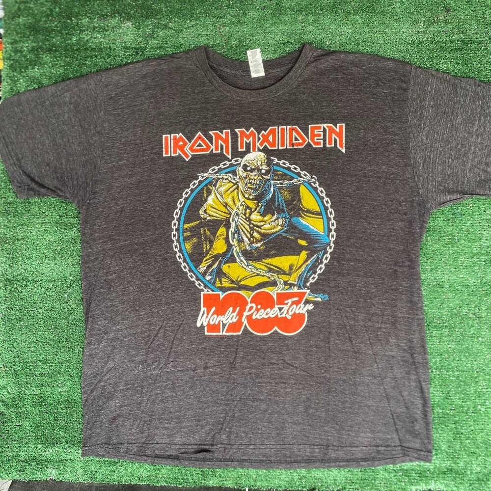 Vintage Y2K Iron Maiden Eddie Graphic T-Shirt Faded Gray Boxy XXL